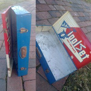 Vintage 50s Junior Ace Tool Set metal tool storage stash box New York Toys case